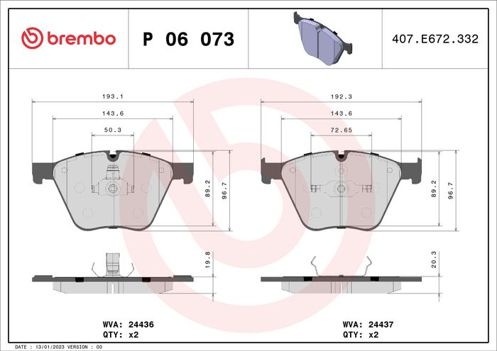 Bremsbelagsatz vorne , passt zu: BMW 5 GRAN TURISMO (F07), 7 (F01, F02, F03,...