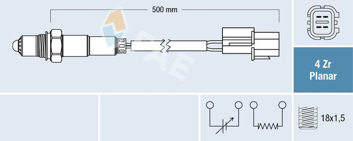 Lambdasonde (anzahl der Leitungen 4, 500mm) passt zu: HYUNDAI I10 II, I20 I;...