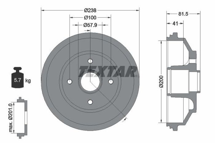 Bremstrommel hinten passt zu: OPEL AGILA B; SUZUKI SPLASH, SWIFT III 1.0-1.5...