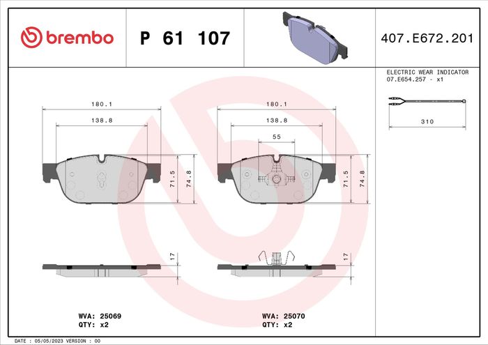 Bremsbelagsatz vorne , passt zu: CITROEN C5 III, C6, DS4, DS5; PEUGEOT 308, 3...