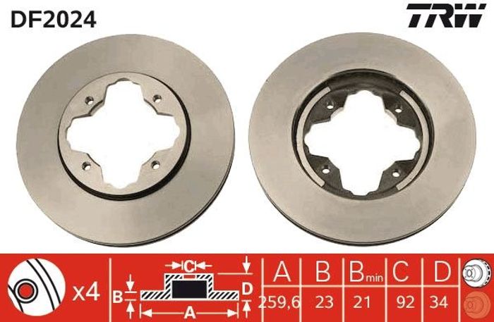 Bremsscheibe vorne L/R passt zu: CITROEN AXEL; HONDA ACCORD IV, ACCORD V, CIV...