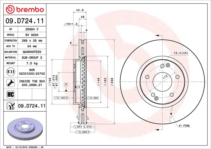 Bremsscheibe vorne L/R passt zu: SSANGYONG ACTYON II, ACTYON SPORTS I, KORAND...