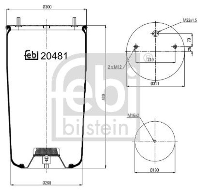 Balg Luftfederung hinten (durchmesser: 190/300mm, (en) without base) passt zu...