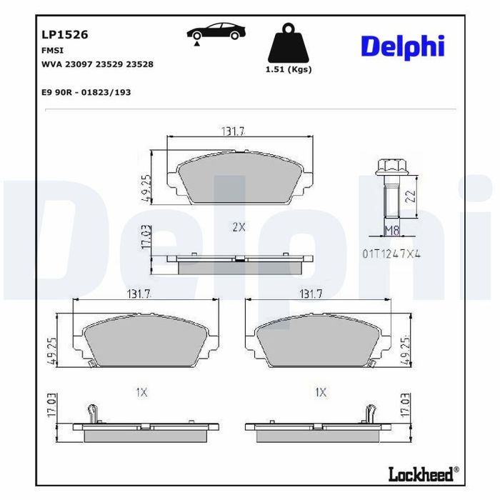 Bremsbelagsatz vorne , passt zu: HONDA ACCORD VI, CIVIC VII 1.6/1.7D 10.98-09.05