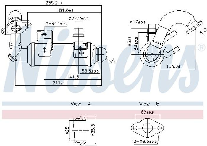 Abgaskühler passt zu: FORD TOURNEO CONNECT, TRANSIT CONNECT 1.8D 06.02-12.13