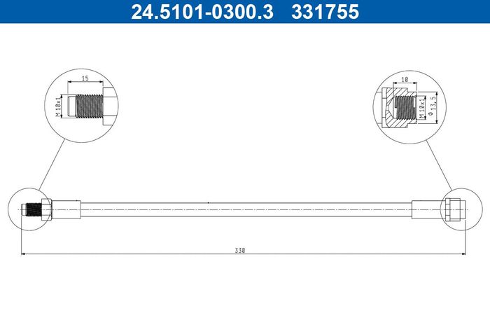 Bremsleitung hinten L/R (länge 330mm, M10x1/M10x1) passt zu: MERCEDES M (W163...