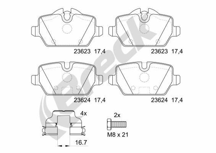 Bremsbelagsatz hinten , passt zu: BMW 1 (E81), 1 (E87), 3 (E90), 3 (E92) 1.6/...