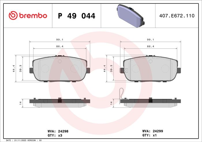 Bremsbelagsatz hinten , passt zu: ABARTH 124 SPIDER; FIAT 124 SPIDER; MAZDA M...