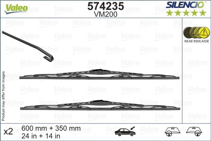 Bügelwischer vorne (2Stück) Silencio 600/350mm passt zu: OPEL KARL 01.15-03.19