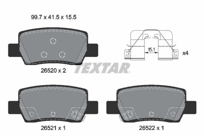 Bremsbelagsatz hinten (mit Extras), passt zu: HYUNDAI ELANTRA VII, KONA; KIA...