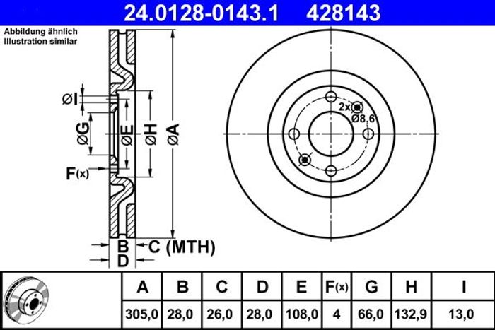Bremsscheibe vorne L/R passt zu: PEUGEOT 406 2.2D/3.0 03.97-12.04