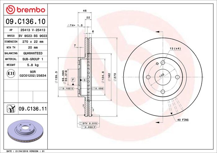 Bremsscheibe vorne L/R passt zu: MAZDA MX-5 II 1.6/1.8 05.98-10.05