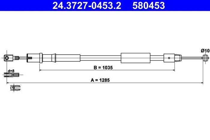 Handbremsseil hinten L (1285mm) passt zu: MERCEDES VIANO (W639), VITO (W639),...