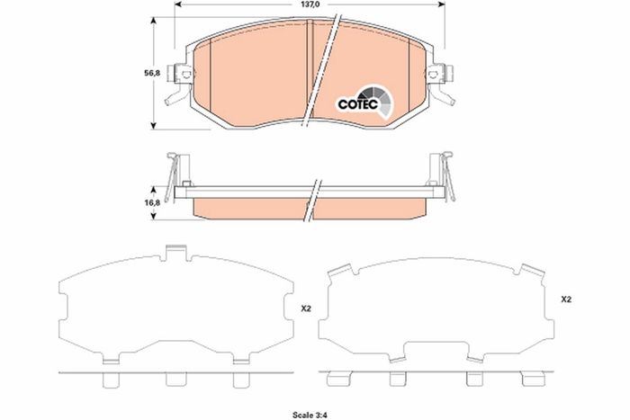 Bremsbelagsatz vorne , passt zu: SUBARU BRZ, FORESTER, IMPREZA, LEGACY IV, LE...