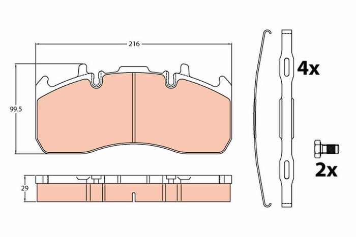 Bremsbelagsatz hinten/vorne MERITOR ELSA 225-1 passt zu: RVI C, D, MIDLUM, PR...