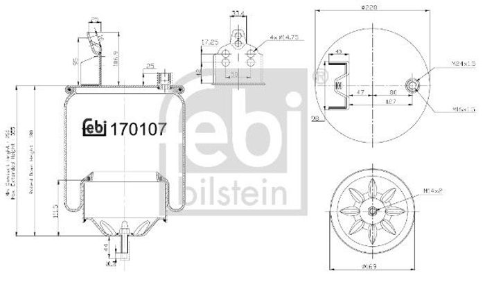 Balg Luftfederung hinten R passt zu: VOLVO FH, FH II, FH12, FH16, FL, FL6, FM...