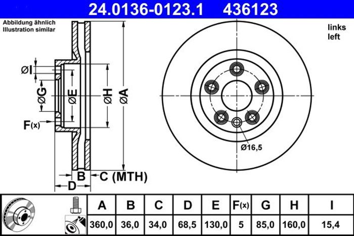 Bremsscheibe vorne L passt zu: PORSCHE CAYENNE; VW TOUAREG 3.0D-4.8 11.04-12.18