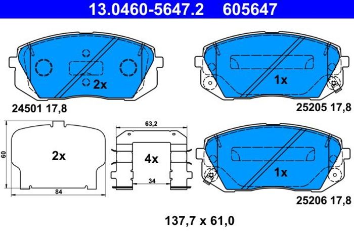 Bremsbelagsatz vorne , passt zu: HYUNDAI I40 I, I40 I CW, IX35, KONA, SONATA...
