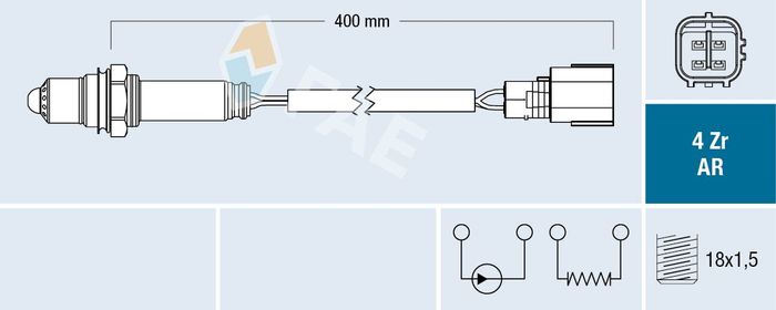 Lambdasonde (anzahl der Leitungen 4, 400mm) passt zu: TOYOTA AVENSIS, CAMRY,...