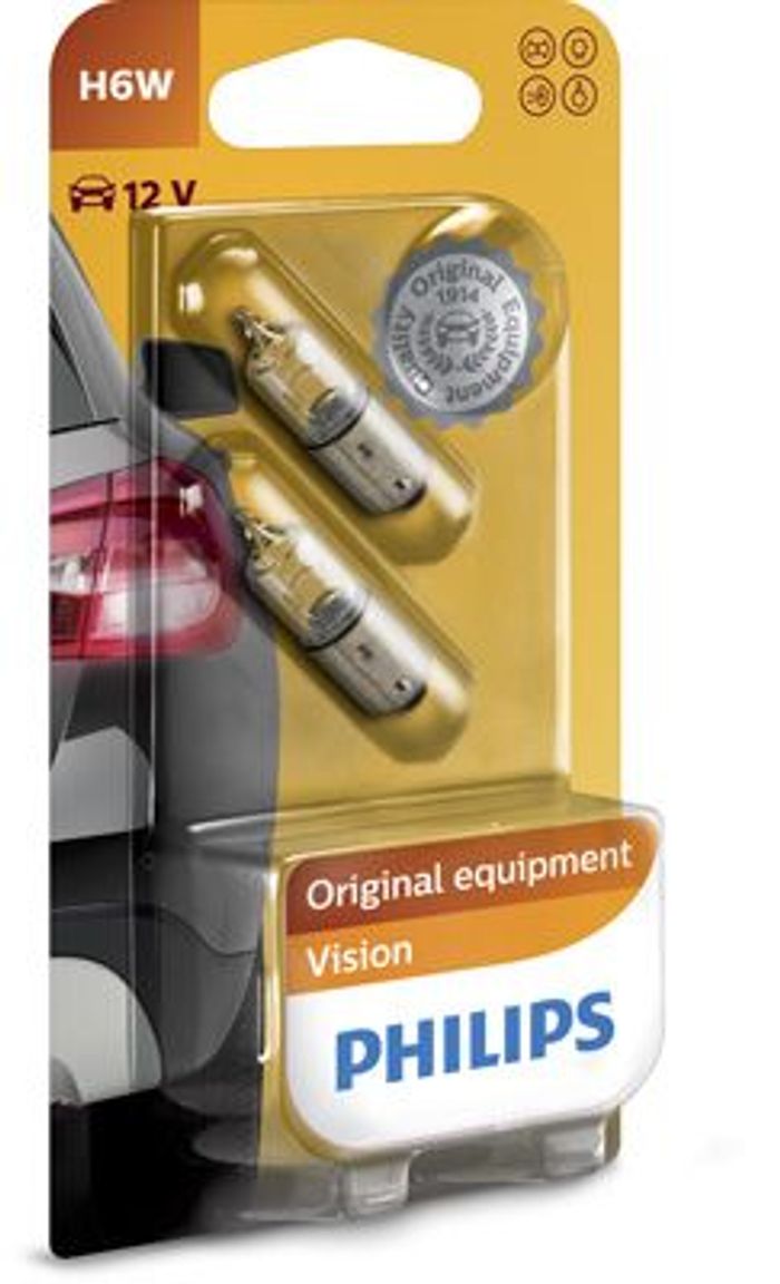 Glühbirne (Blister 2Stück) H6W 12V 6W BAX9S Vision