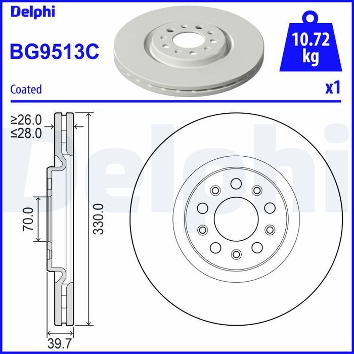 Bremsscheibe vorne L/R passt zu: ALFA ROMEO TONALE; JEEP COMPASS, RENEGADE 1....