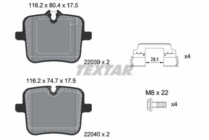 Bremsbelagsatz hinten , passt zu: BMW 5 (G30, F90), 7 (G11, G12), 8 (G14, F91...