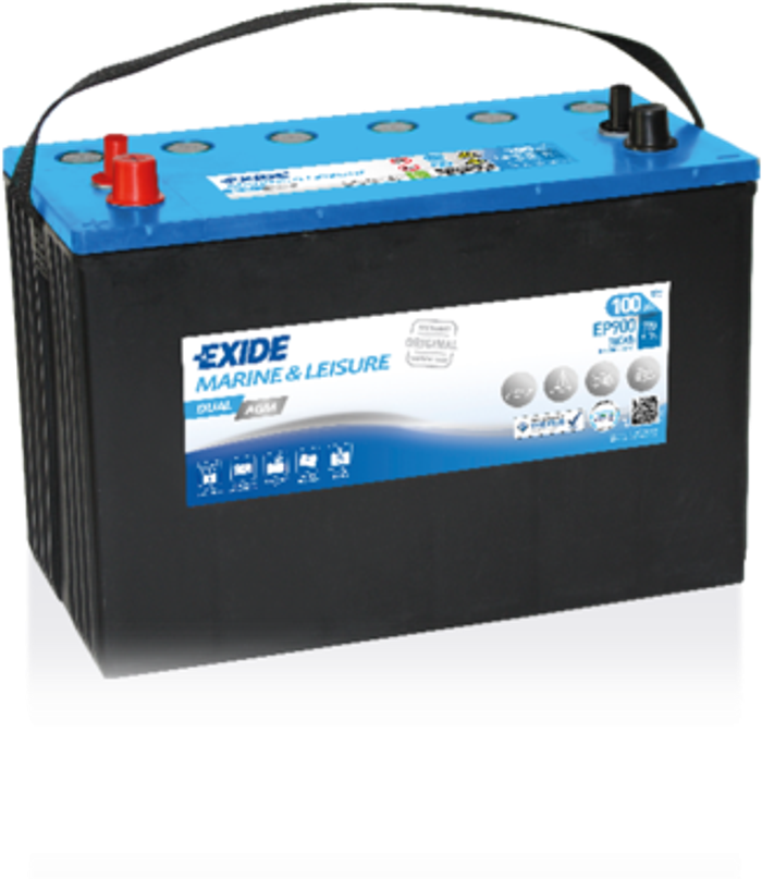 Batterie EXIDE 12V 100Ah/800A (EN) DUAL AGM; (EN) MARINE/RV (L+ standard- und...