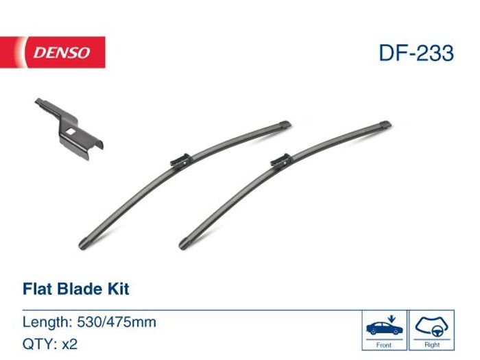 Wischerblatt Flachbalkenwischer vorne mit Spoiler (2Stück) Flat Blades 530/47...