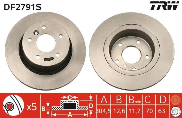 Bremsscheibe hinten L/R passt zu: LAND ROVER DISCOVERY II, RANGE ROVER II, RA...