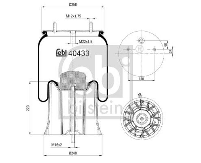 Balg Luftfederung hinten (durchmesser: 240/258mm) passt zu: SAF INTRAAX PLUS,...