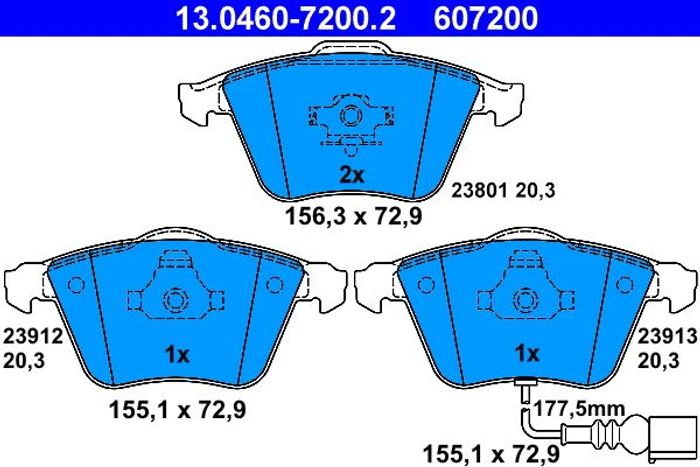 Bremsbelagsatz vorne , passt zu: AUDI A3; SEAT LEON; SKODA SUPERB II; VW EOS,...