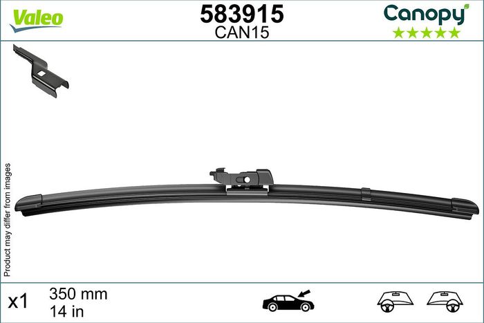 Wischerblatt Flachbalkenwischer vorne mit Spoiler (1Stück) Canopy 350mm passt...