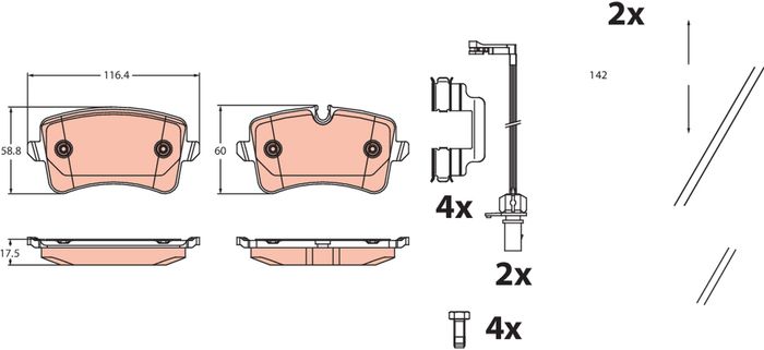 Bremsbelagsatz hinten , passt zu: AUDI A4 B8, A5, A6 ALLROAD C7, A6 C7, A7, A...