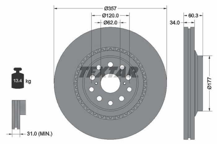 Bremsscheibe vorne R (ohne Radschraube) passt zu: LEXUS LS 4.0/4.6/5.0H 12.89