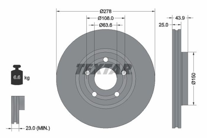 Bremsscheibe vorne L/R passt zu: FORD PUMA, TOURNEO COURIER V769, TRANSIT COU...
