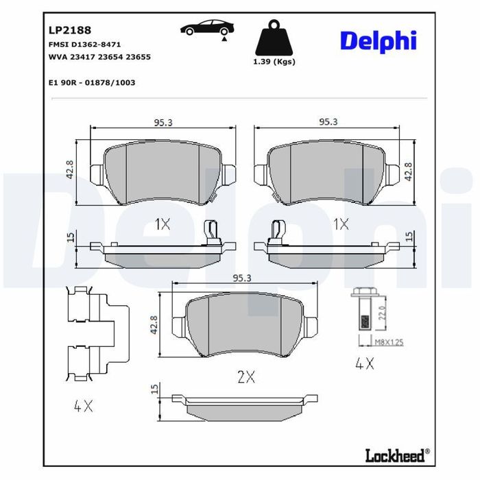 Bremsbelagsatz hinten , passt zu: KIA VENGA; OPEL ASTRA F, ASTRA F CLASSIC, A...