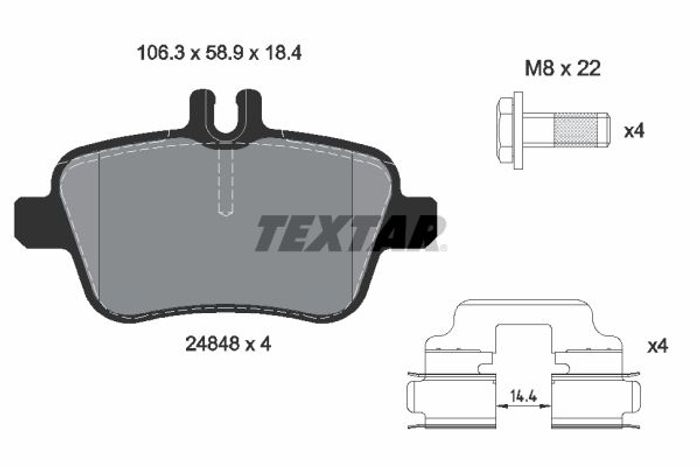 Bremsbelagsatz hinten , passt zu: MERCEDES A (W176), B SPORTS TOURER (W246, W...