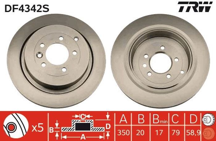 Bremsscheibe hinten L/R passt zu: LAND ROVER DISCOVERY III, DISCOVERY IV, RAN...