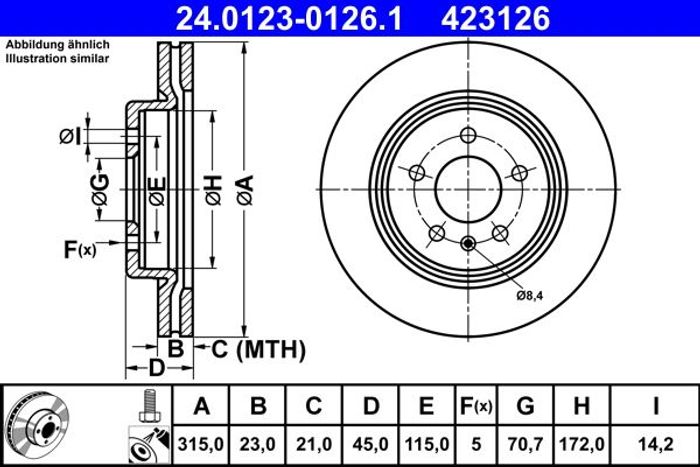 Bremsscheibe hinten L/R passt zu: OPEL INSIGNIA B, INSIGNIA B COUNTRY, INSIGN...