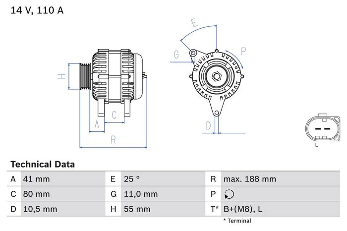 Alternator (14V, 110A, runderneuert) passt zu: IVECO DAILY III, DAILY IV, DAI...