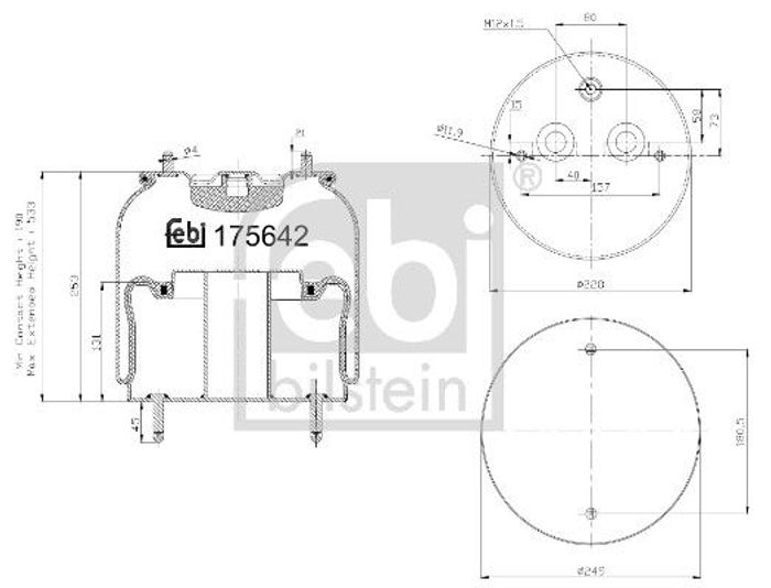 Balg Luftfederung vorne (durchmesser: 228/249mm) passt zu: SCANIA G I, G II,...