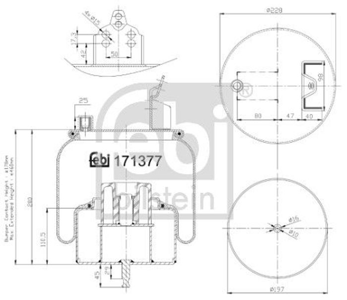 Balg Luftfederung hinten (durchmesser: 197/228mm) passt zu: RVI MAGNUM, PREMI...