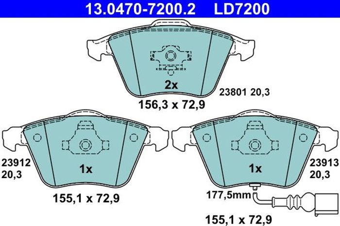 Bremsbelag Keramik vorne , passt zu: AUDI A3; SEAT LEON; SKODA SUPERB II; VW...