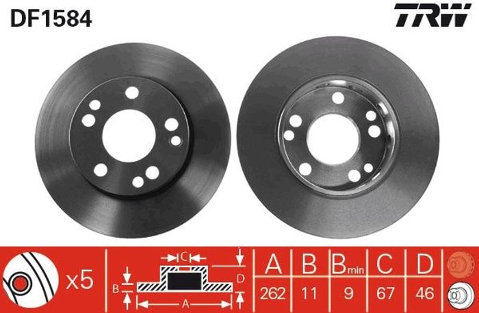 Bremsscheibe vorne L/R passt zu: MERCEDES 190 (W201) 1.8-2.5D 10.82-08.93