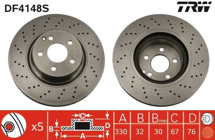 Bremsscheibe vorne L/R passt zu: MERCEDES C (W203), CLS (C219), S (C215), S (...