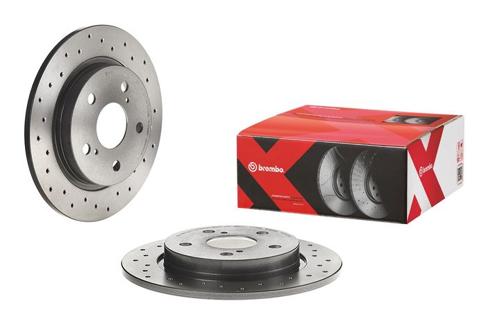 Bremsscheibe, BREMBO Xtra, 1Stück, Gelocht, hinten ; L/R, außendurchmesser 27...