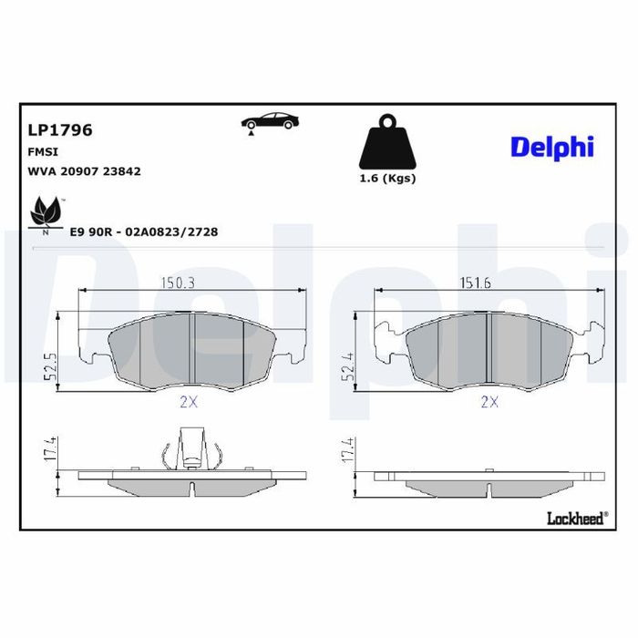Bremsbelagsatz vorne , passt zu: FIAT DOBLO 1.2-1.9D 03.01