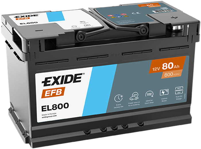 Batterie EXIDE 12V 80Ah/800A (EN) START&STOP EFB (P+ standardpol) 315x175x190...