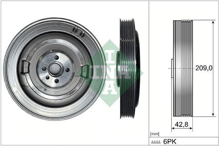 Riemenscheibe, Kurbelwelle (rippenanzahl: 6) passt zu: AUDI A4 ALLROAD B9, A4...
