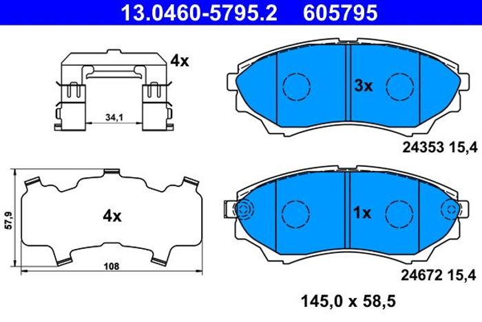 Bremsbelagsatz vorne (mit Dämpfungspad; mit Extras), passt zu: FORD RANGER; M...
